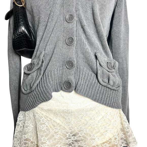 Vintage Old Navy Gray Button Hoodie Cardigan Cotton Sweater M - Picture 4 of 7